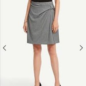 Ann Taylor Factory Black White Houndstooth Bow Skirt Preppy Size PETITE 0P